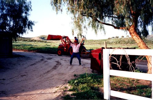 Marshall Stuart with winemaker Carl Key at Keyways Winery, 1990